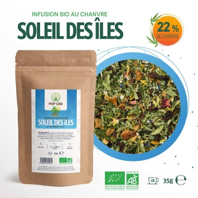 Tisane CBD Bio Soleil des Îles Pop CBD | Infusion Chanvre Exotique