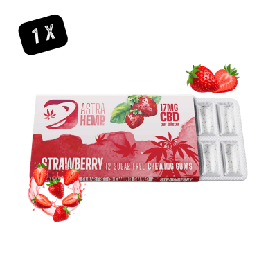 Chewing Gum CBD Astra Hemp Fraise 17mg - Pack 12 Pièces | Kana Pharma