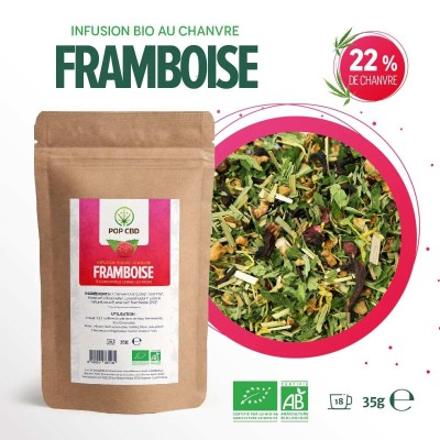 Tisane CBD Bio Framboise 35g | Infusion Chanvre Luxembourg | Kana Pharma
