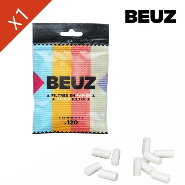 Sachet 120 Filtre Papier Beuz Slim Blanc