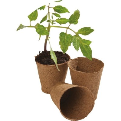 24 pots ronds en fibre de 6 cm
