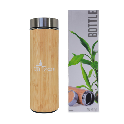 Gourde Isotherme CBD'EAU 500ml - Acier Inox & Design Bambou | Kana Pharma