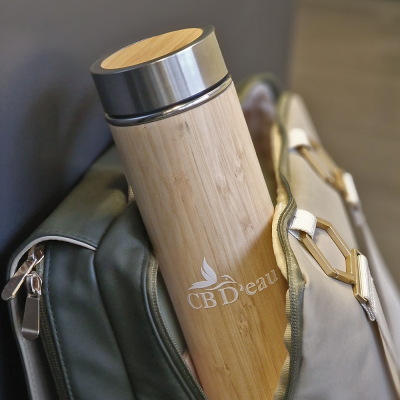 Gourde Isotherme CBD'EAU 500ml - Acier Inox & Design Bambou | Kana Pharma