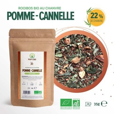 Tisane CBD Bio Pomme Cannelle 35g | Rooibos Chanvre Luxembourg | Kana Pharma