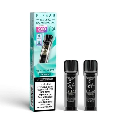 Pod Menthe Verte 2ml Elfa Pro ElfBar - Pack 2 cartouches | Kana Pharma