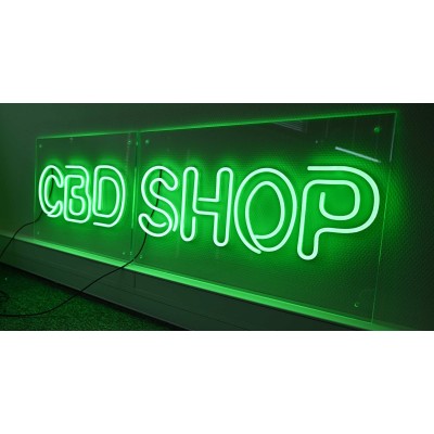 Enseigne lumineuse CBD SHOP LED verte 119,5x35cm | Kana Pharma
