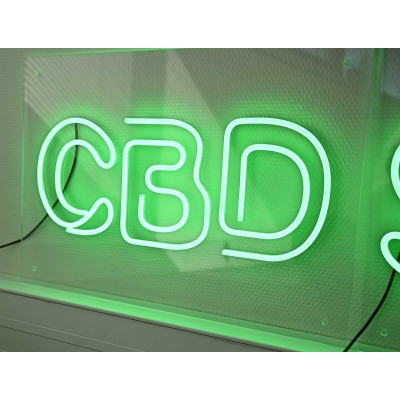 Enseigne lumineuse CBD SHOP LED verte 119,5x35cm | Kana Pharma