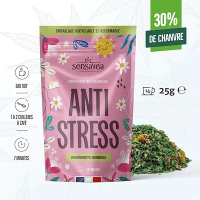 Tisane CBD Bio Anti Stress Sensavea 25g - Infusion Chanvre Relaxante | Kana Pharma