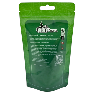 Lot de 100 pochettes Verte CBD'eau 190x110x70mm