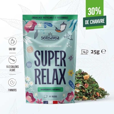 Tisane CBD Bio Super Relax Sensavea 25g | Infusion relaxante Luxembourg