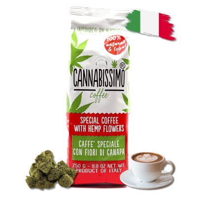 Café Moulu CBD Fleurs de Chanvre Cannabissimo 250g | Bio Italien