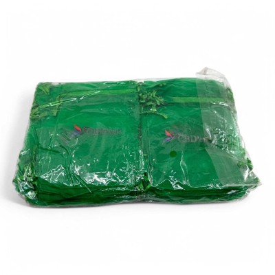 Lot 100 Sachets Organza Verts 13x10cm - Emballage CBD Premium