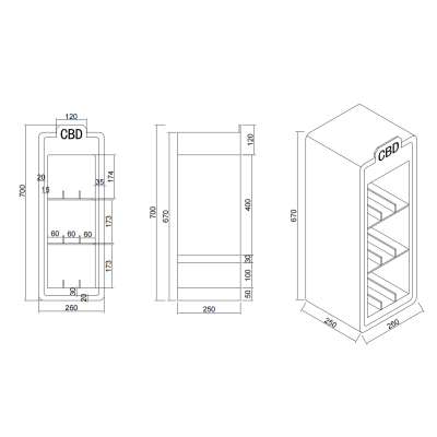 Display Vitrine LED CBD 70x26x25cm | Présentoir Lumineux Boutique | Kana Pharma