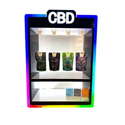 Display LED Multicolore Vitrine CBD 70x50x25cm | Présentoir Professionnel Kana Pharma