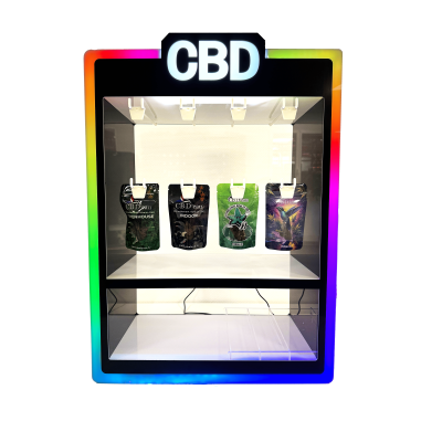 Display LED Multicolore Vitrine CBD 70x50x25cm | Présentoir Professionnel Kana Pharma