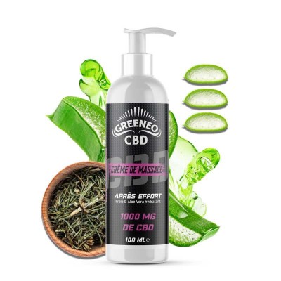 Crème Massage CBD Après Effort GREENEO 1000mg | Récupération Sportive