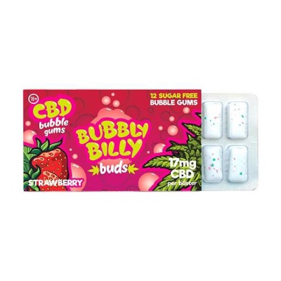 Chewing-gum CBD Fraise Bubbly Billy 17mg | Boîte 24 Paquets | Kana Pharma