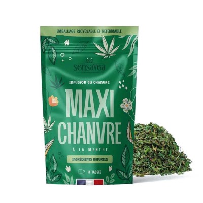 Tisane CBD Bio Maxi Chanvre Menthe SENSAVEA | Infusion Relaxante Naturelle