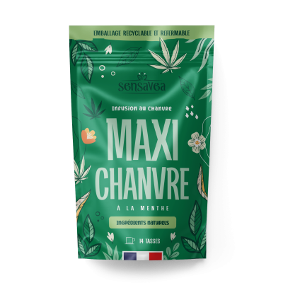 Tisane CBD Bio Maxi Chanvre Menthe SENSAVEA | Infusion Relaxante Naturelle