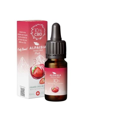 Huile CBD 10% Broad Spectrum Fraise - ALPAISIA | Production Française