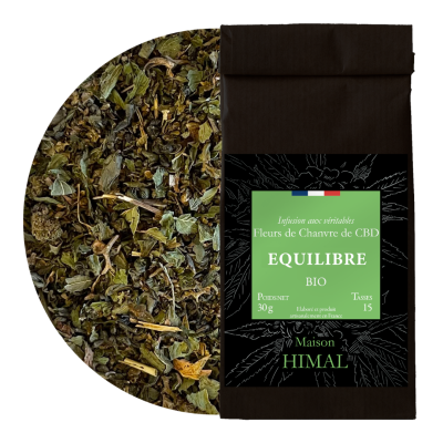 Tisane CBD Bio Équilibre 30g | Chanvre, Thé Vert & Menthe | Maison Himal