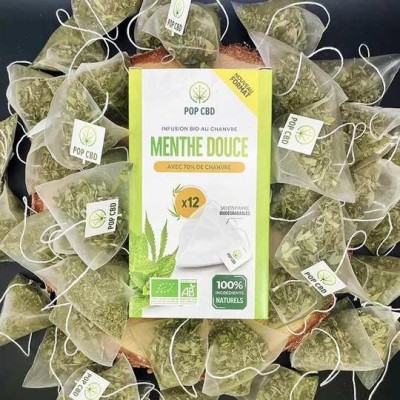 Tisane CBD Bio Menthe Douce 12 Sachets | POP CBD | Kana Pharma