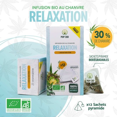 Tisane CBD Bio Relaxation POP CBD 12 sachets | Infusion apaisante
