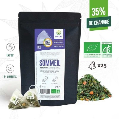 Tisane CBD Bio Sommeil Pop CBD 40g - 25 Sachets | Kana Pharma