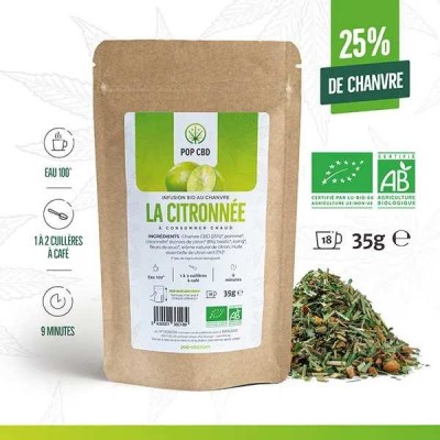 Tisane CBD Bio La Citronnée Pop CBD 35g | Infusion Chanvre Citron