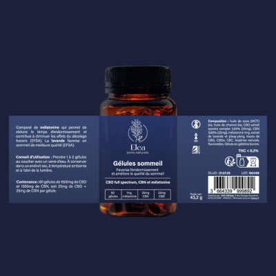 Gélules CBD Sommeil ELEA | Mélatonine + Lavande + Ylang-Ylang | 60 capsules